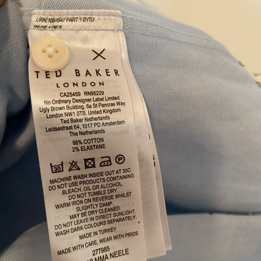 TED BAKER Light Blue Patterned Men's Shirt - Picture 6 of 7